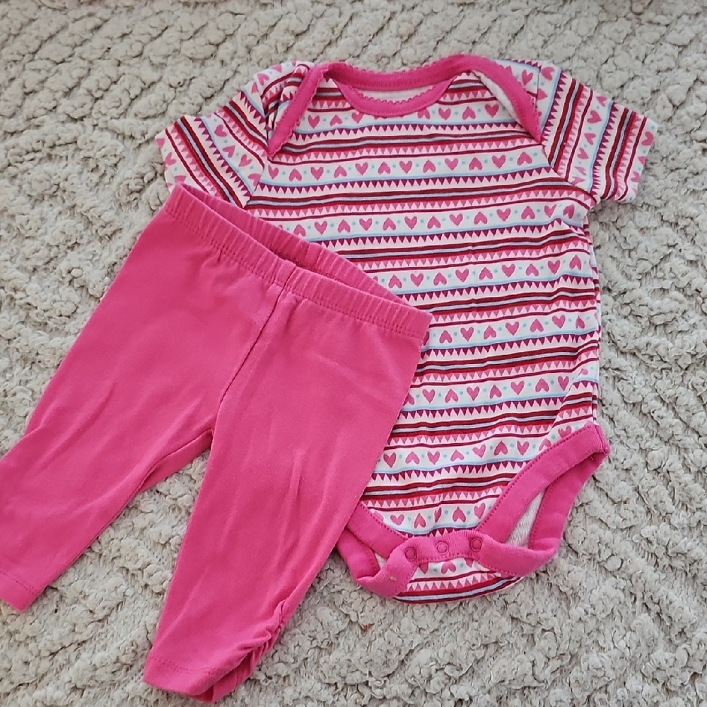 Healthtex Pink Striped Baby Onesie and Pants Set